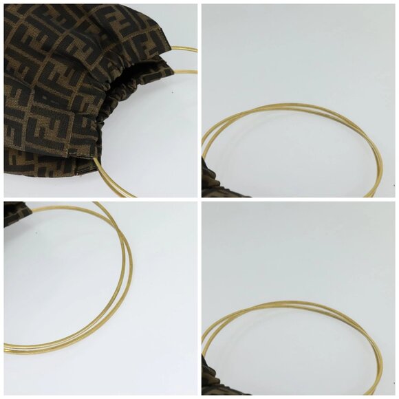 FENDI Zucca Canvas Hand Bag Brown Black gold Auth 124687 - Picture 16 of 16